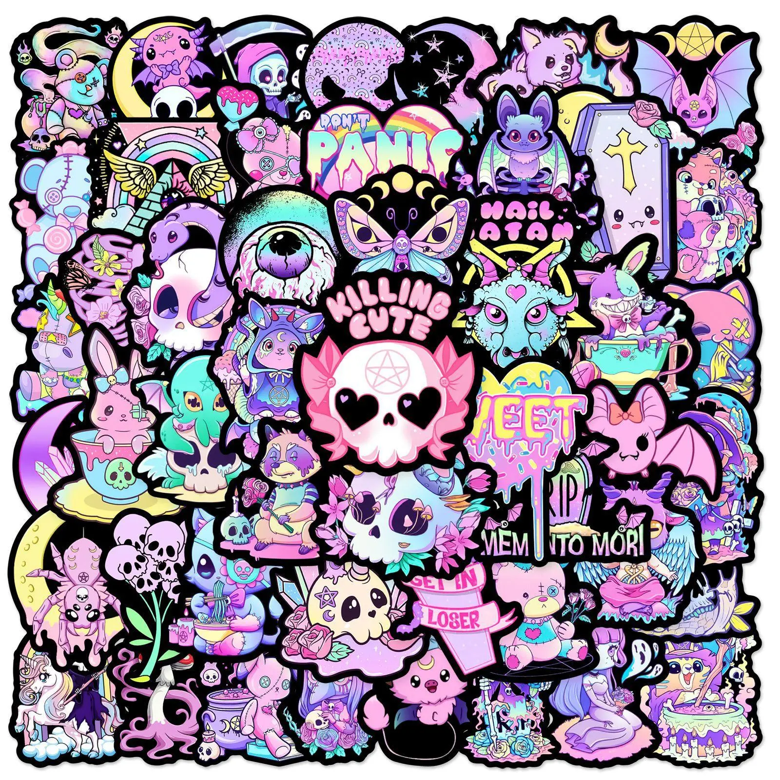 Gothic Series Graffiti very Naughty Stickers, 50pcs Summer DIY Creative Decorative Sticker, Cartoon Anime Naughty Stickers, Cool Stickers for Teens or Adult, Decorative Decal Accessories, Stickers, Bedroom Decor, Halloween