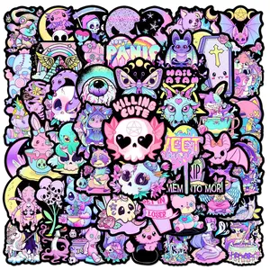 Gothic Series Graffiti very Naughty Stickers, 50pcs Summer DIY Creative Decorative Sticker, Cartoon Anime Naughty Stickers, Cool Stickers for Teens or Adult, Decorative Decal Accessories, Stickers, Bedroom Decor, Halloween