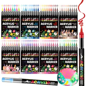Water Based Acrylic Paint Markers, Soft Brush Tip Acrylic Paint Pens,Automatic ink control Marker Pen,for Rock Painting, Egg, Wood, Glass, Paper, Mugs,DIY Crafts Making,Art Supplies