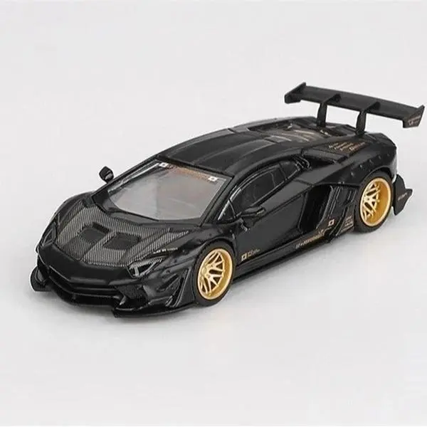 Mini GT LB WORK Lamborghini Aventador Matte Black 1:64 Diecast Model Car in Blister packaging MGT01087-2B
