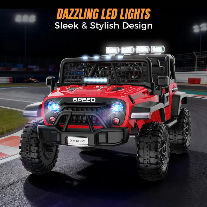 #backtoschool Hikole Jeep Kids Ride‑On Car, 200W Motor, 2‑Speed Pedal & 3‑Speed Remote Control, 24V 7 AH4MPH 20"Seat 2‑Seater w/ Front Frame Light & 12/24V 2.5MPH 15" Seat 1‑Seater Options, Toy Vehicle for Kids, Remote Control
