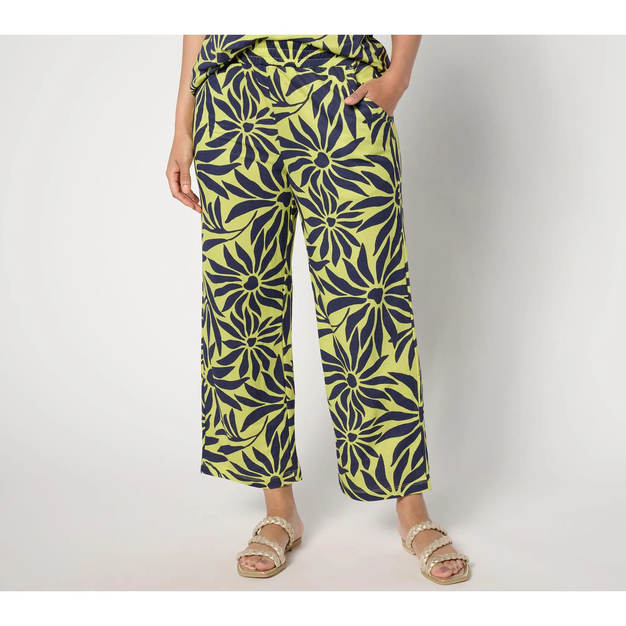 Belle Beach by Kim Gravel Reg Cabana Knit Good Vibrations Cropped Pants