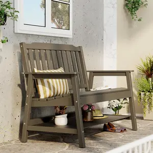 Anbuy Outdoor Bench Weatherproof, 2-Person Adjustable Height Patio Bench with 660lbs Weight Capacity, Garden Potting Bench Never Rot and Fade, Comfort for Porch, Patio, Backyard and Park Usb Interface High Gloss Surface