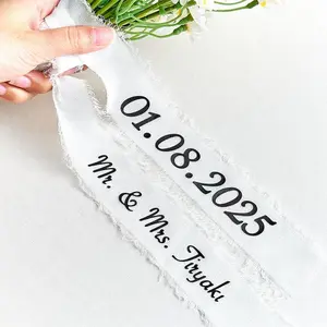 Personalized Name date Bridal Wedding Bouquet Ribbon Bridal Toss Bouquet Decor Bridesmaid Proposal Gift Wedding Party Supplies