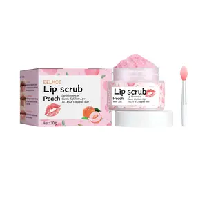 EELHOE Peach Lip Scrub 30g Hydrating Formula with Jojoba Oil Avocado & Coconut Oil for Soft Lips & Improved Mouth Corners Moisturize Exfoliate Hydrate Moisturizing Cream Lipstick Moisture Moisturizer