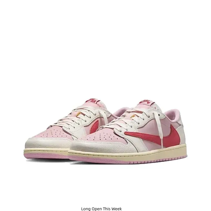 Sail White Light Pink Red Swoosh Retro Low Top Sneakers Vintage Cream Rubber Sole Pink Outsole Breathable Leather Casual Skate Shoes for Men Women Daily Walking