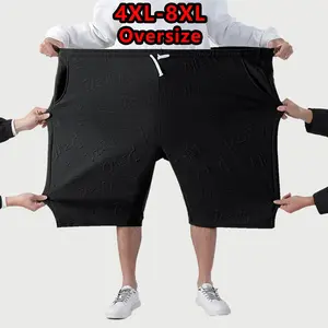 Men’s Plus Size Loose-Fit Knee-Length Shorts — Super Oversized, Elastic Waistband, Jacquard Design, Drawstring Adjustable Waist, Comfortable Quick-Dry, Premium Casual Sports Wide-Legged Men’s Shorts
