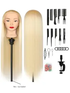 1Pcs 100% Synthetic Hair Styling Mannequin Head Training Head Doll Head with DIY Set and Table Clamp - Perfect for Braiding Practice