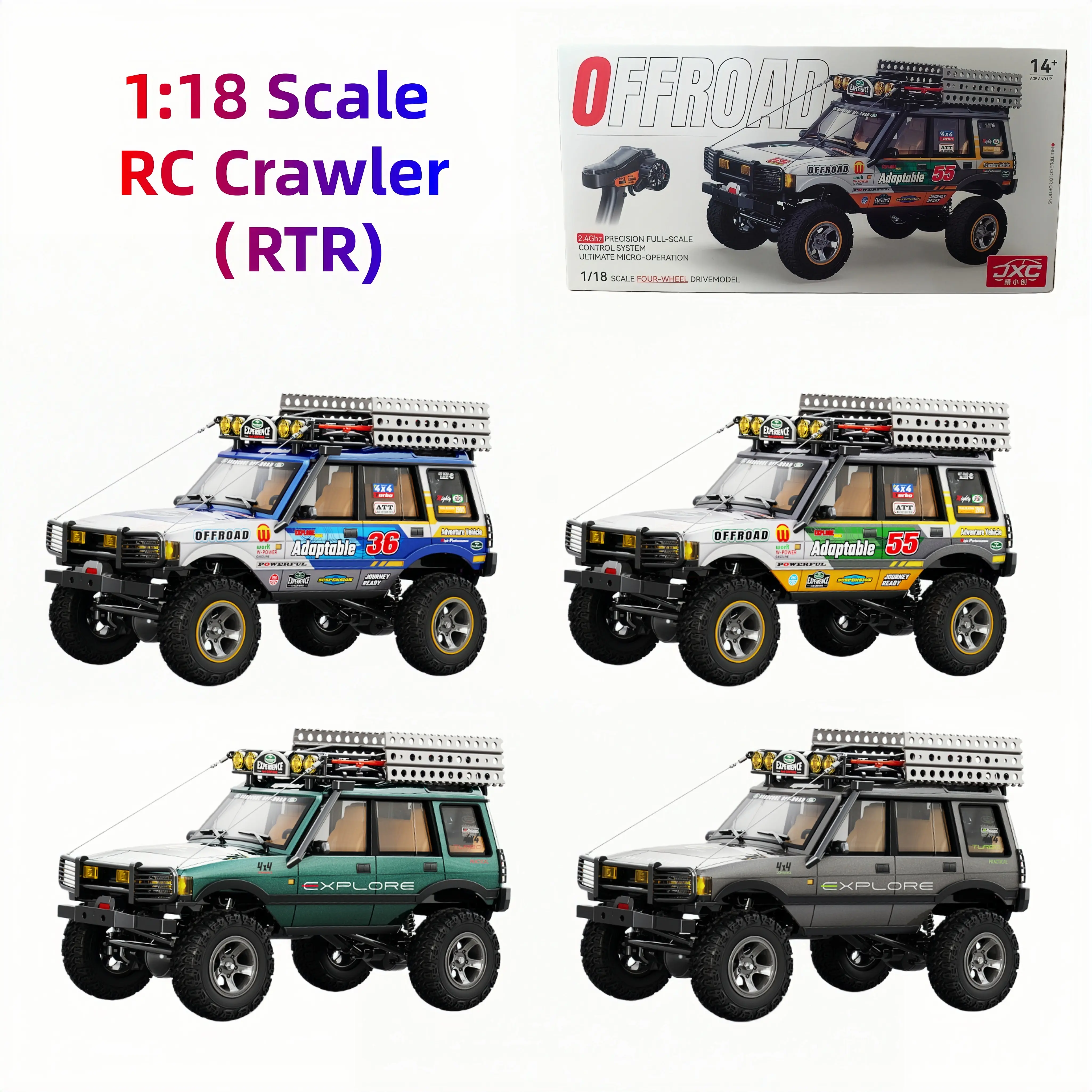 JXC18 (LR1801) RC Crawler Upgrade Kit for RC Cars - Metal Drive Shaft, Metal Hydraulic Shocks, Brass Counterweights, 2.4GHz High-Torque 4WD, Realistic Shifting, Dual-Speed, Multi-Function Lights, 2 Li-ion Batteries - Ideal Kids' Birthday Gift for Climbing