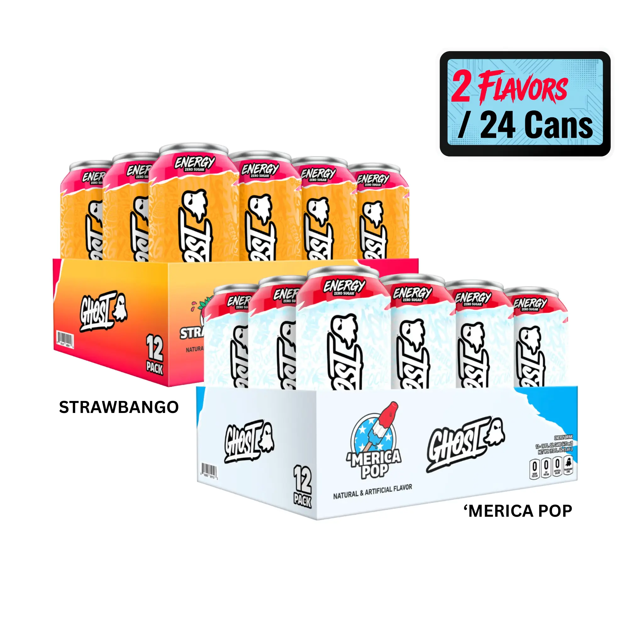 GHOST ENERGY DRINKS EXCLUSIVE - 2 Case Variety Pack 16oz Cans - Energy & Focus & No Artificial Colors - L-Carnitine & Taurine - Gluten-Free & Vegan Natural Sport Beverage