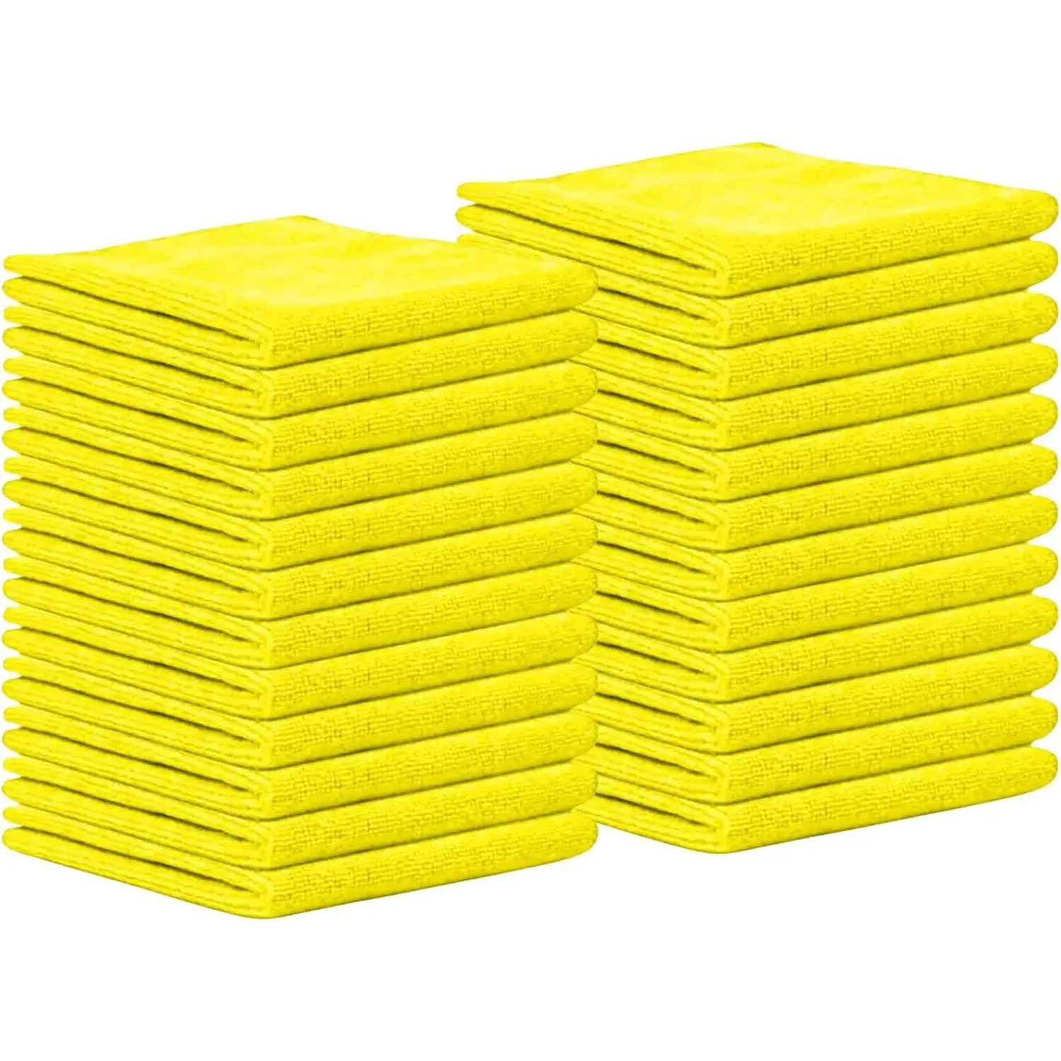 Soft Microfiber Synthetic Household Cleaning Cloths (Blend of 80 Polyester and 20 Polyamide, 300gsm, 115x115) - Reusable, Lintfree Performance, 24-Pack Yellow, Ideal for Kitchen, Home Care Gift, Absorbent