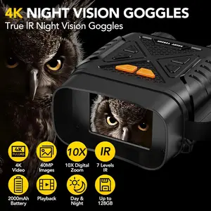 4K Night Vision Goggles Infrared High Definition Binoculars, Support Photography Video, 2.8 Inch HD Screen, Rechargeable Battery, Tech Gift for Men/fathers/husbands