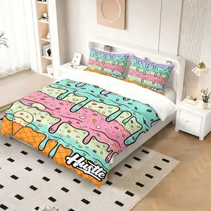 2/3PCS Ice Cream Duvet Cover Set,Breathable Color Cream Cake Bedding Set(No Filler),Colorful Candy Printed Comforter Cover,Children Favorite Duvet Cover for Boys Girls