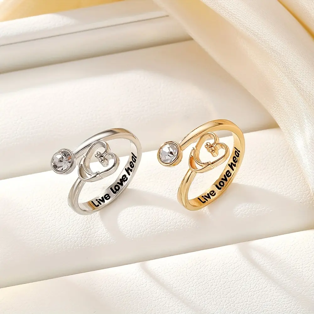 Gold-Silver Auscultatory Opening Ring, Creative Costume Jewelry, Ideal Gift for Medical Professionals