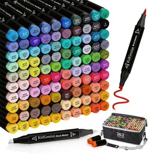 KIDGENIUS  Dual-Tip Markers 168 Vibrant Colors Fast-Drying Non-Bleeding Waterproof Fade-Resistant Ink for Anime Drawing Art Students Artists Great Gift