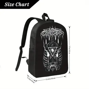 Lightweight Black Backpack with Gothic-Inspired Design - Adjustable Straps, Multiple Compartments, and Durable Polyester Lining for Day Trips, Hiking, or Commuting, Backpack for Travel
