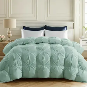 All-Season Down Comforter Ultra-Soft Breathable Fluffy Twist-Pattern Stand Collar Design for Quiet Operation Multiple Colors and Sizes Puffed Quilt