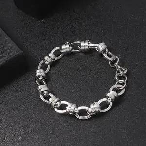 Men's Stainless Steel Cuban Link Bracelet - 1 Pc Fashionable Bangle with Vintage Geometric Line Texture, Daily Accessory, Ideal for Hip-hop Gatherings, Perfect Holiday Gift for Friends