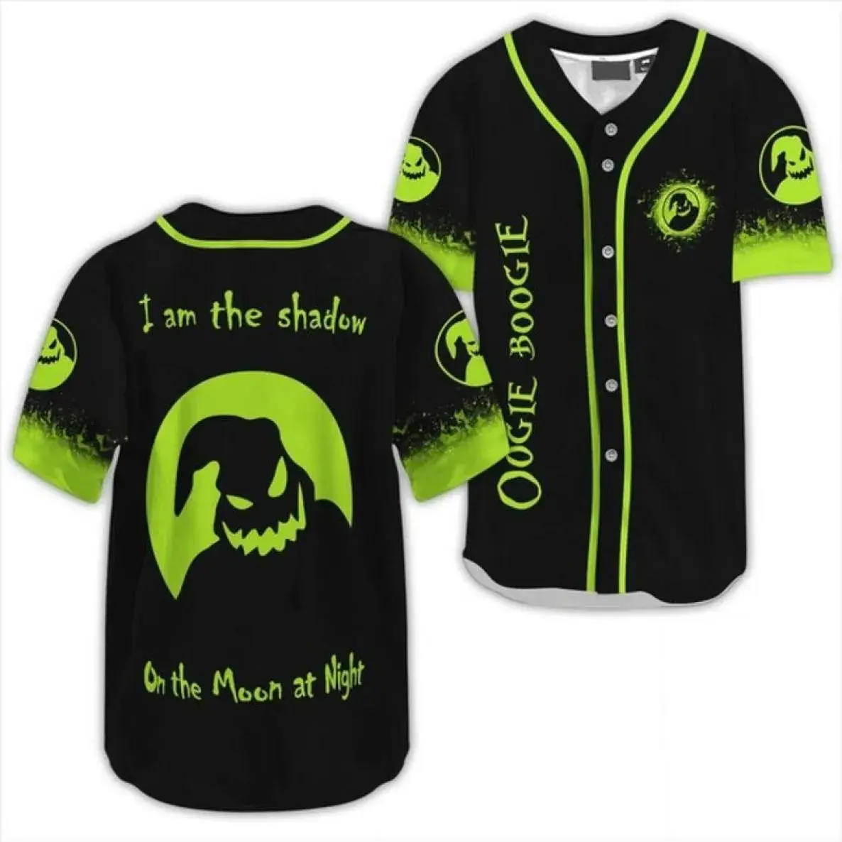 Oogie Boogie Baseball Jersey – Nightmare Before Christmas Inspired Graphic Baseball Shirt, Halloween Fan Jersey for Men & Women