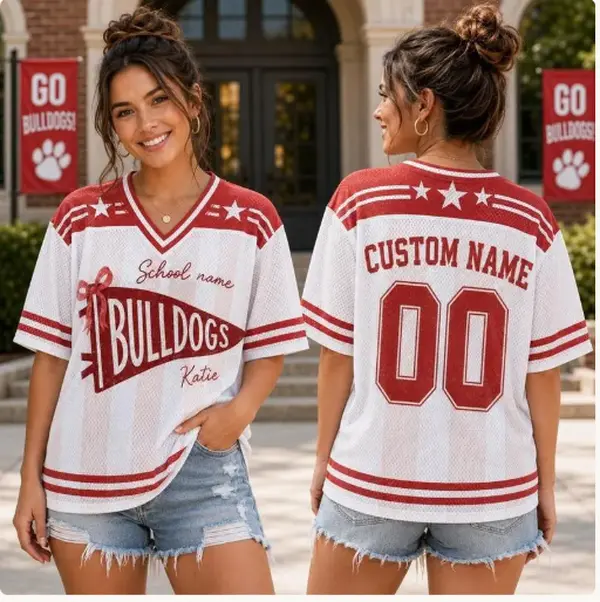 Personalized Team Football Jersey, Pennant Custom School Jersey Shirt, Mascot Name Number Shirt, Back To School, College Team Shirt