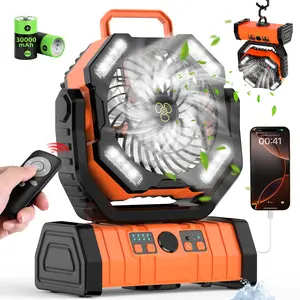 30,000mAh Rechargeable Camping Fan with LED Lantern | 2026 Portable USB Fan | 270° Pivot & Hanging Hook | Remote Control Quiet Wind for Tent, Fishing, Hurricane Emergency & Beach - Perfect Father’s Day Gift for Outdoorsy Dads & Gadget Lovers