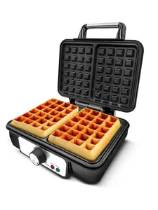 Lumme Double Waffle Maker With Adjustable Temp Knob Gofre