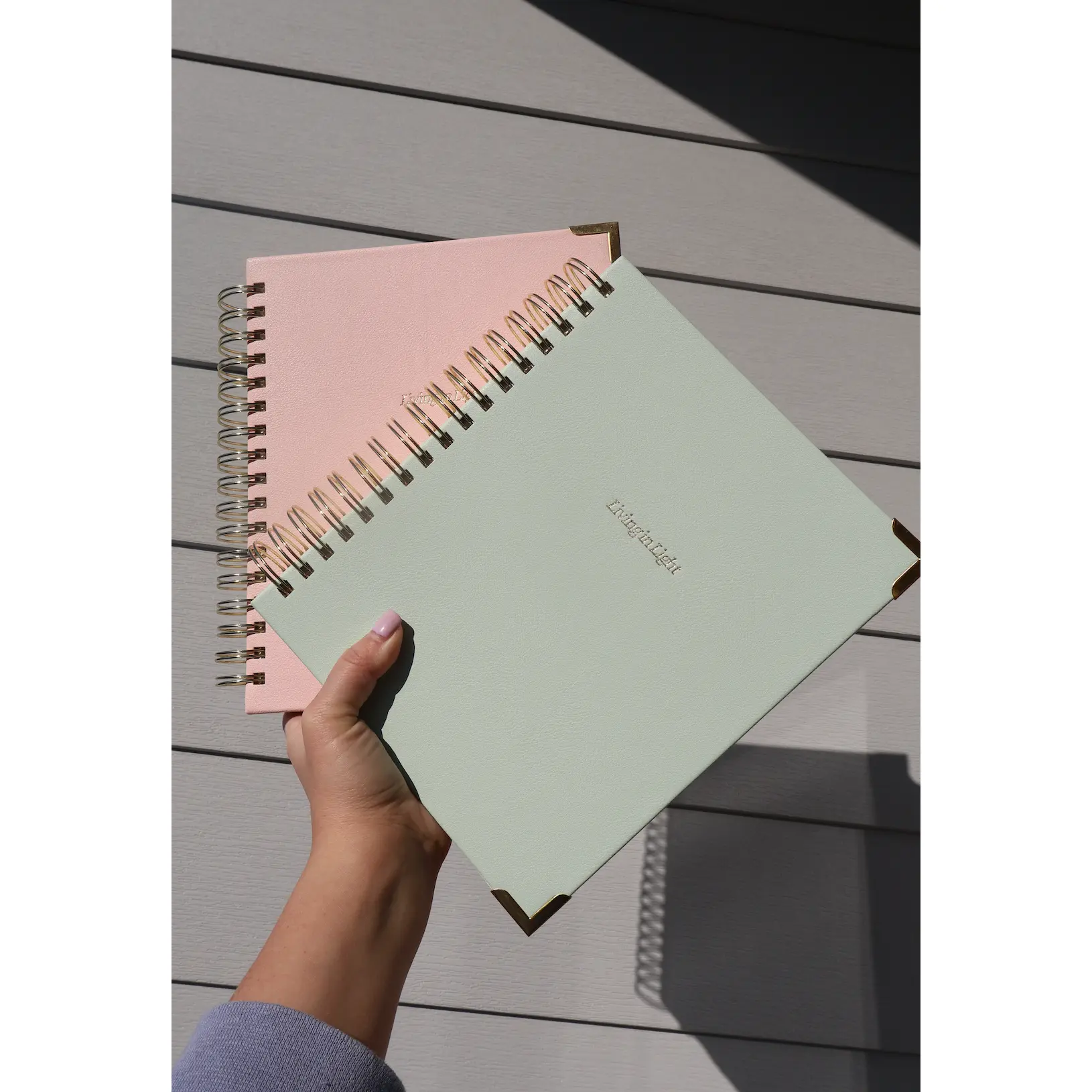 Leather Spiral Planner - Undated Modern Christian Planner w/Bible Study, Goal Setting, Prayer Requests, Finance Budget Tracker & More | Mint & Blush Pink Leather with Gold Workbook Journal Office Stationery Supplies