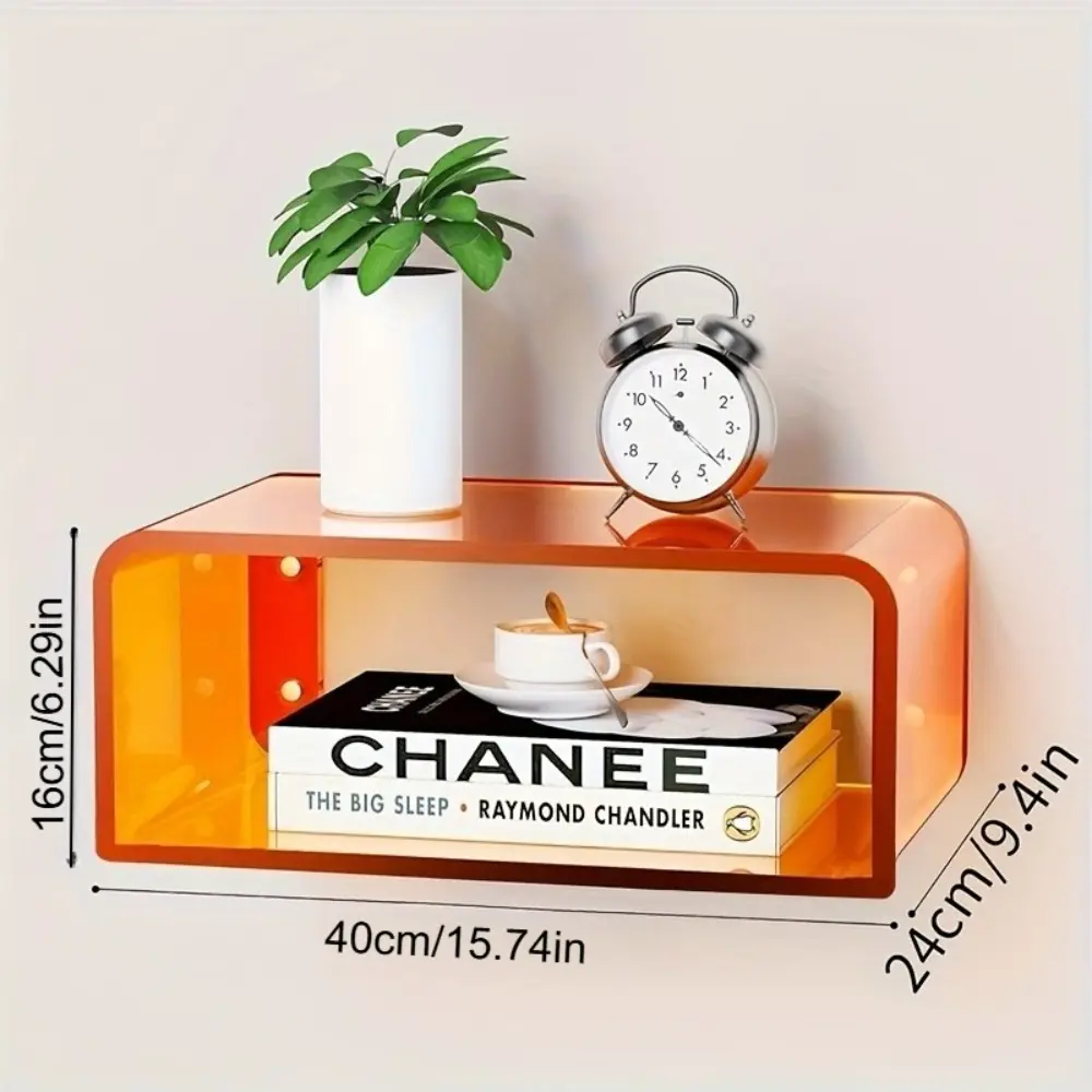 Acrylic Wall-Mounted Nightstand, Bedside Table, Floating Shelf for Night Use (Transparent, Yellow, Black), Wall Mount Design