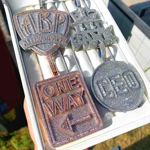 Full Diamond Hip-Hop English Letter Pendant Exaggerated Personality Men's Necklace Hip-Hop Rap Trendy Accessory