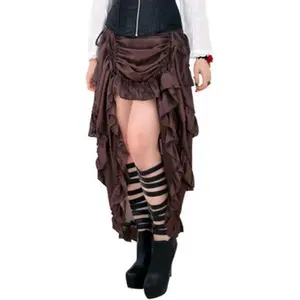 Women’s Steampunk Ruffled Victorian Skirt – Medieval & Renaissance Style, Asymmetric High-Low Pirate Skirt for Cosplay Outfits 6388-live-1