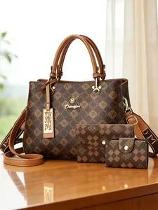 Women's high-end printed Fashionable Handbag, Trendy commuter purse, a 3-piece women's bag set with two shoulder straps, versatile for commuting and casual wear, can be worn single shoulder or crossbody, a perfect Mother's Day gift for mom