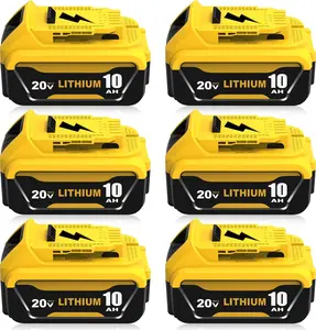 6 Pack 10000mAh Replacement for Dewalt 20V Battery Compatible with Dewalt 20 Volt Battery Lithium ion DCB200 DCB201 DCB203 Series Cordless Power Tools(Yellow)