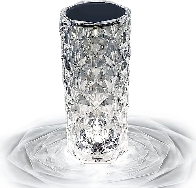 TJHOMESMART Rechargeable Crystal Table Lamp with Touch Control