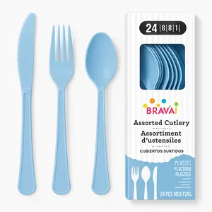 Brava! Pastel Blue Plastic Cutlery Set - 24 Count