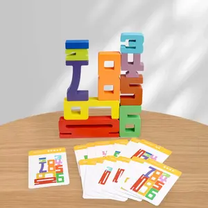 Wooden Number Blocks Toy, 1 Set Colorful Number Building Blocks with 15 Double-sided Card, Logical Thinking Training Toy, Gift for Boys & Girls, Number Counting Blocks