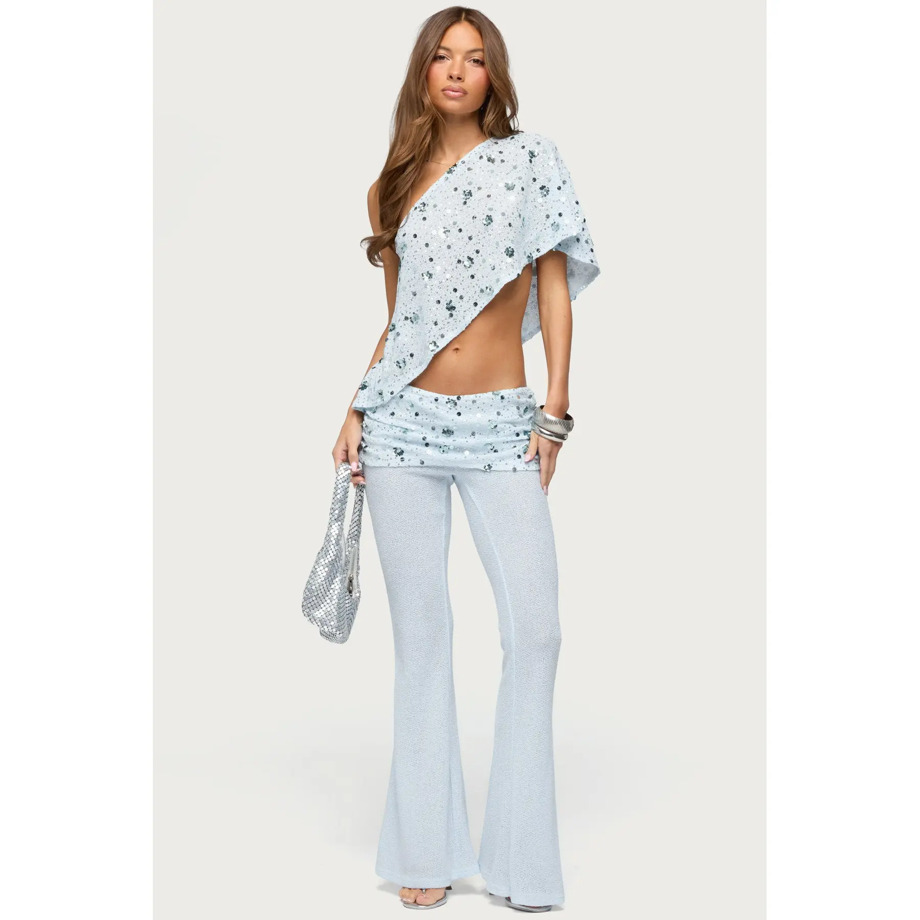 Zephyra Bead & Sequin Foldover Pants