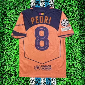 2025-2026 Away Orange Football Jersey PEDRI No. 8 Jersey