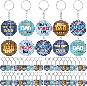 50 Pcs Father's Day Keychains Gift bulk Happy Father's Day Keychains Thank You the Best Dad Gifts for Man Dad Church Theme Party (Fresh)