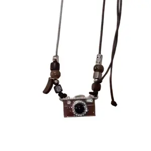 Vintage Brown Camera Film Roll Pendant Necklace Adjustable Long Sweater Chain Retro Jewelry