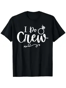 Unisex T-Shirt for The I Do Crew Wedding Bachelor And Bachelorette Party - Made from 100%, This Casual Short Sleeve Tee Features a Slight Stretch.It Comes in Black with a White Wedding Ring Graphic Print And Is Available in Sizes S to XXXL.Perfect