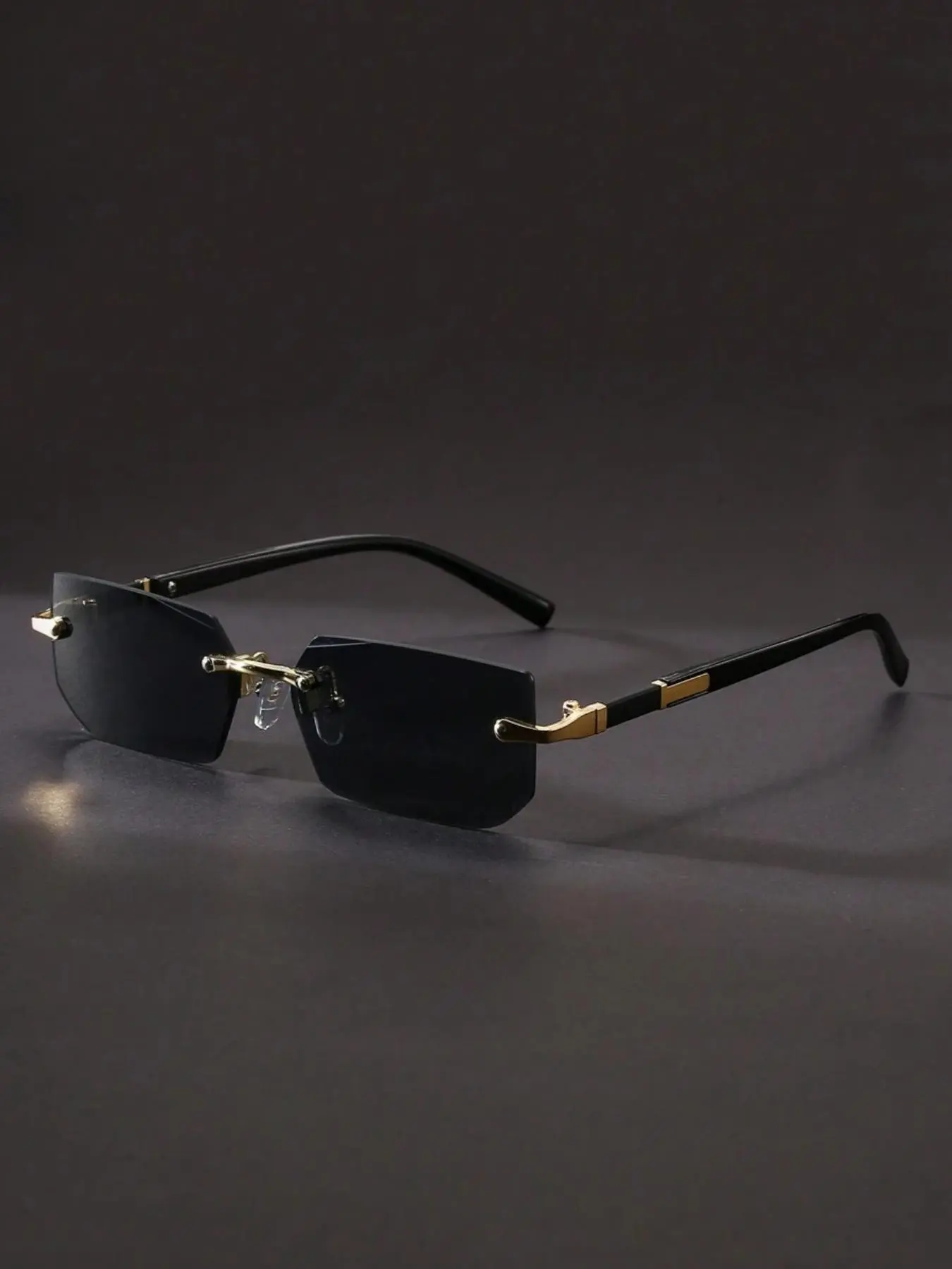 Unisex Simple Style Rimless Sunglasses, Modern Trendy Sunglasses, Trendy Casual Tinted Lens Sunglasses for Everyday Use, Fashionable Sunglasses, Minimalist Sunglasses, Fashion Accessories for Outdoor Activities, Summer Sunglasses