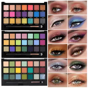 21-color Matte Thin Shiny Eyeshadow Palette Green Blue Purple Multi-function for Contouring Painting Eyeshadow Highlights Shadows Wide Makeup with Soft Brush