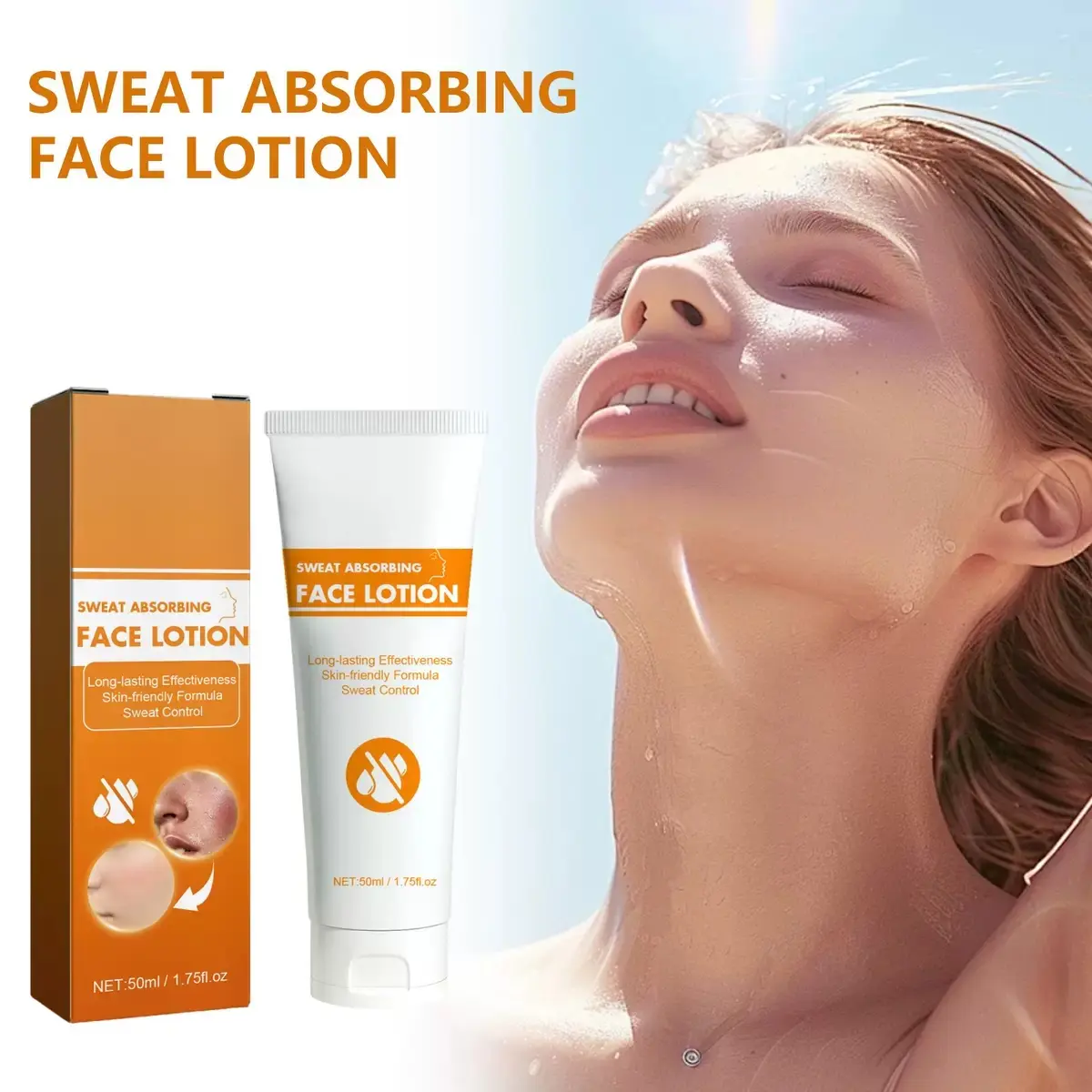 AMZ Sweat-Absorbing Face Lotion — gentle facial cleansing, refreshing and skin-friendly, long-lasting oil control, sweat-reducing face lotion