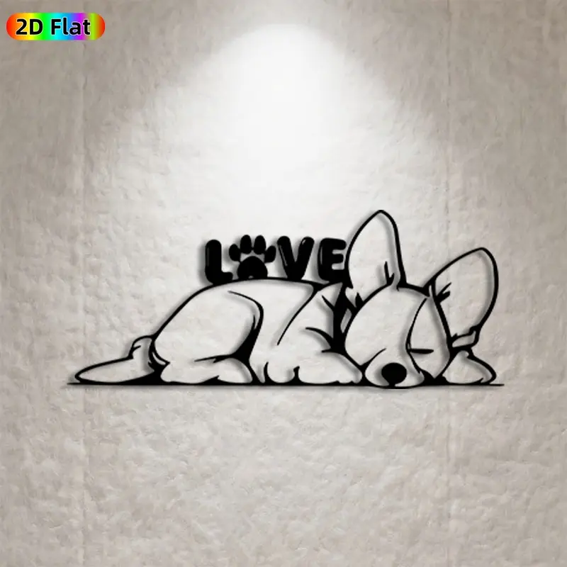 1pc Corgi Metal Wall Art Hanging,Cute Corgi Statue Mural, Ideal Gift for New Year, Easter, Pet Decor Enthusiasts, Rust-Resistant Metal Wall Decor Wall Sculptures, Perfect for Indoor Wall & Garden Fence,Corgi Lovers, Decoration, Cute Animal Design