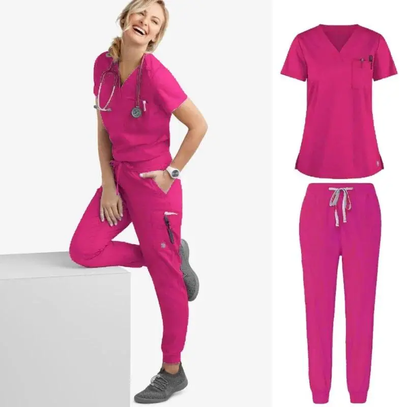 Unisex Medical Scrubs Set for Dental Clinic Spa Breathable Surgical Scrub Suit Pockets Comfort Fit for Nurses Doctors Spa Staff