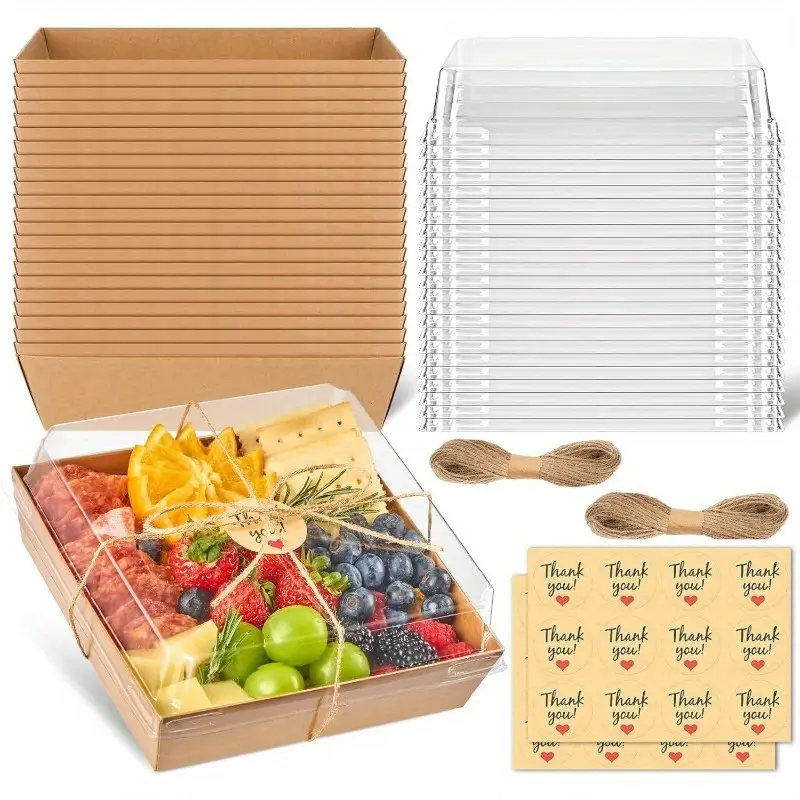 Set of 50 Small Cookie Boxes, Charcuterie Boxes with Clear Lids, 4.33 X 4.72 Inch Dessert Boxes for Sandwiches, Bread, Cookie, Sushi, Cake Slices, Strawberries