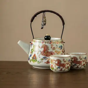 Tea Set with Teapot and Two Cups Ru Kiln Ceramic Tea Set
