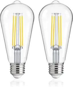 Jaspertronics™ Dusk to Dawn Outdoor Sensor ST19 LED Light Bulb, 8W (100W Eqv.), 1400LM,Vintage Filament E26 Base, Auto On/Off Photocell Automatic for Energy-Efficient Outdoor Lighting, 5000K Soft White, 2Pack