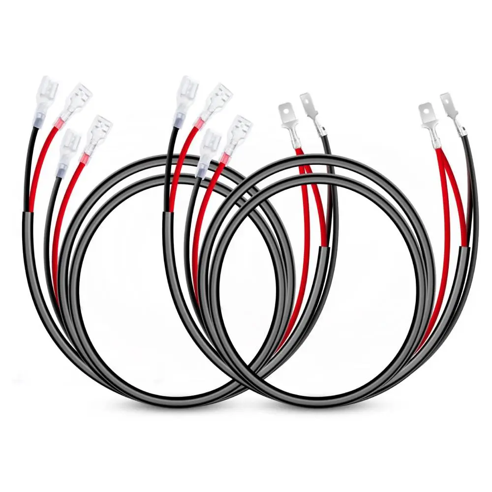 Nilight 2-Pack Value Wiring Harness Extension Kit - 3ft 16 AWG Copper Flexible Wire, Heat-Safe PVC Tube, Converts 1-Lead Harness for 2 Off-Road LED Lights, 12V Automotive Compatible, Black for Jeeps, Motorcycles