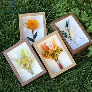 Wooden Hand-Crafted Minimalist Preserved Flower Photo Frame, 5-in Ins-Style Home Decor, Home Supplies Gift Item